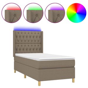 vidaXL Sommier &agrave; lattes de lit matelas et LED Taupe 80x200cm Tissu