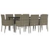 vidaXL Ensemble &agrave; manger de jardin 9pcs et coussins noir et gris