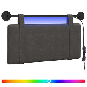 vidaXL T&ecirc;te de lit suspendue Avec lumi&egrave;re LED Noir PU antique