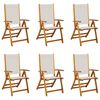 vidaXL Chaises pliantes 6 pi&egrave;ces en bois massif d'acacia et textil&egrave;ne