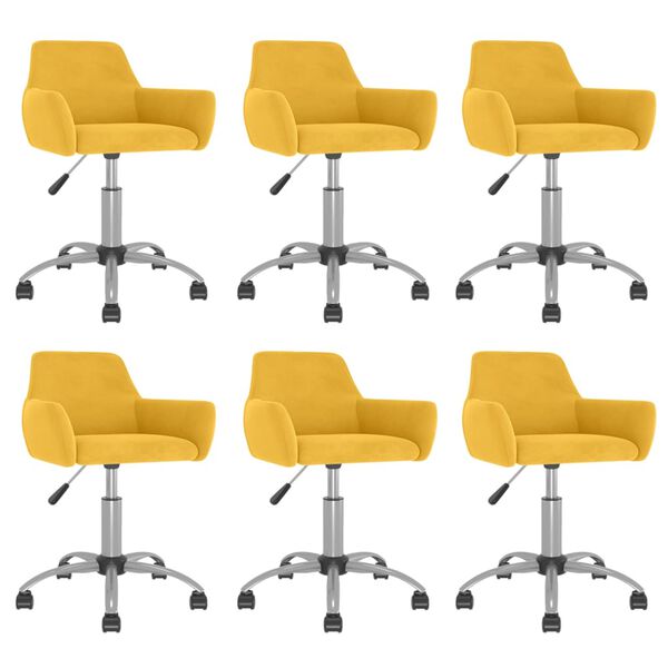vidaXL Chaises pivotantes &agrave; manger lot de 6 Jaune Velours