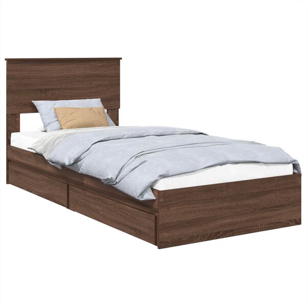 vidaXL Lit de Rangement Ch&ecirc;ne brun 100 x 200 cm Bois d'ing&eacute;nierie
