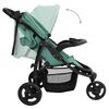 vidaXL Poussette b&eacute;b&eacute; &agrave; 3 roues Vert et noir Acier