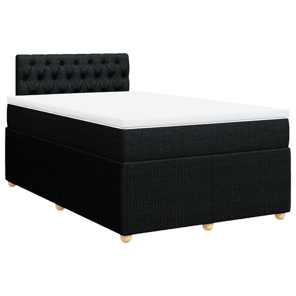 vidaXL Sommier &agrave; lattes de lit avec matelas Noir 120x200 cm Tissu