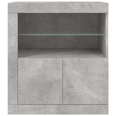 vidaXL Buffet avec lumières LED gris béton 60,5x37x67 cm