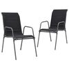 vidaXL Chaises empilables de jardin lot de 2 Acier et textil&egrave;ne Noir