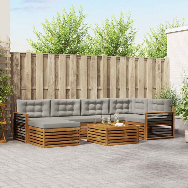 vidaXL Ensemble de canap&eacute;s d'ext&eacute;rieur 7 pcs Gris Naturel et Clair