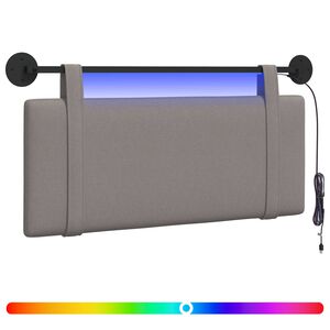 vidaXL T&ecirc;te de lit suspendue Avec lumi&egrave;re LED Taupe Tissu