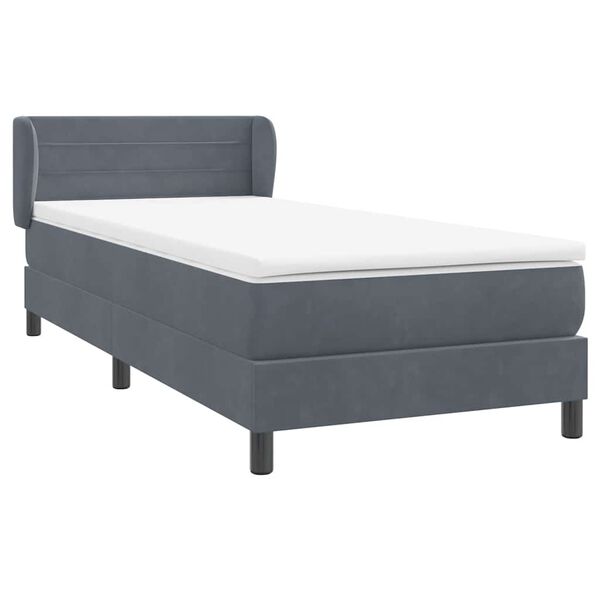 vidaXL Sommier &agrave; lattes de lit et matelas gris fonc&eacute; 90x220 cm velours