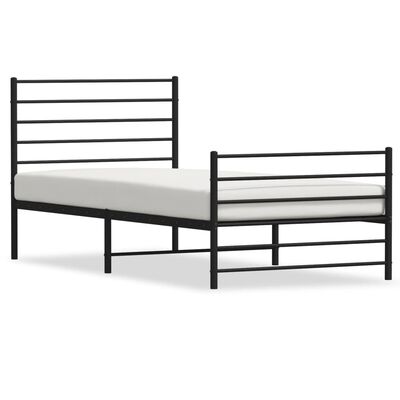 vidaXL Cadre de lit métal sans matelas avec pied de lit noir 107x203cm