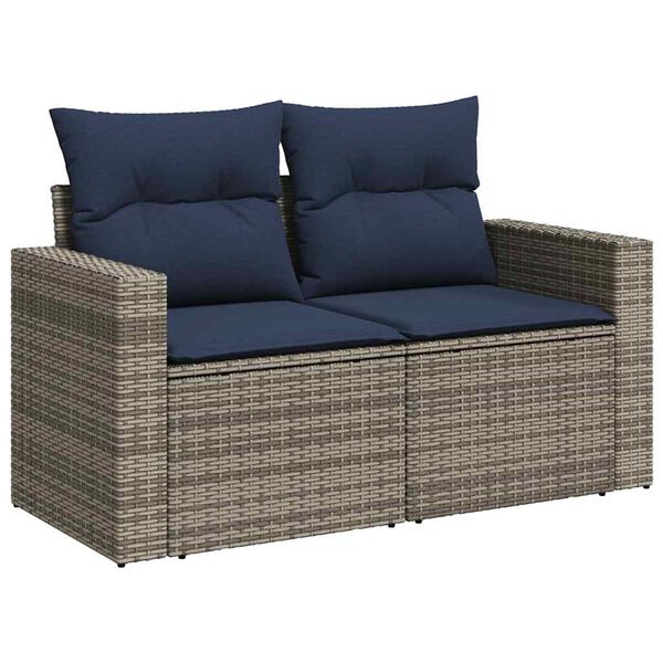 vidaXL Salon de jardin 6 pcs avec coussins gris r&eacute;sine tress&eacute;e