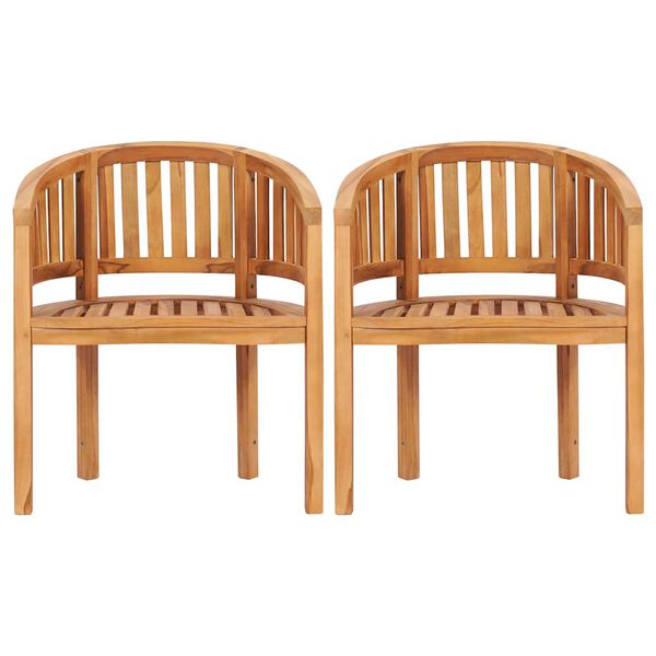 vidaXL Chaises en forme de banane lot de 2 Bois de teck solide