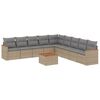 vidaXL Salon de jardin avec coussins 10 pcs beige r&eacute;sine tress&eacute;e