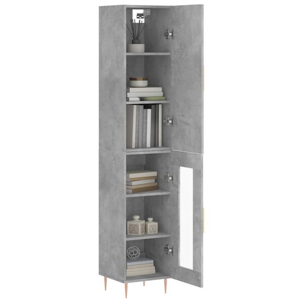 vidaXL Buffet haut Gris b&eacute;ton 34,5x34x180 cm Bois d'ing&eacute;nierie
