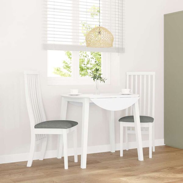 vidaXL Chaises à manger coussins 2 pcs blanc bois massif caoutchouc