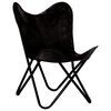 vidaXL Chaises papillon lot de 2 noir taille d'enfants cuir v&eacute;ritable