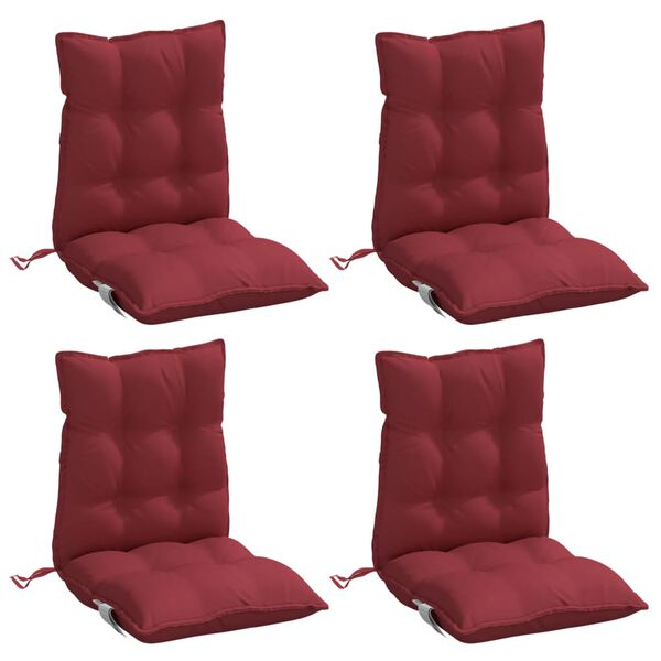 vidaXL Coussins de chaise &agrave; dossier bas lot de 4 rouge bordeaux