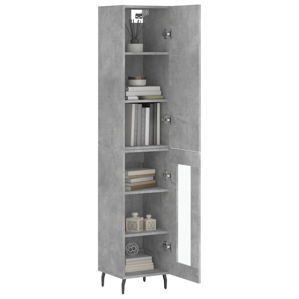 vidaXL Buffet haut Gris béton 34,5x34x180 cm Bois d'ingénierie