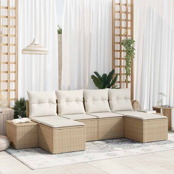 vidaXL Ensemble de canap&eacute; de jardin 4 pcs Beige et cr&egrave;me polyrotin