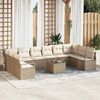 vidaXL Ensemble de canap&eacute; de jardin avec coussin 11 pcs Beige et cr&egrave;me
