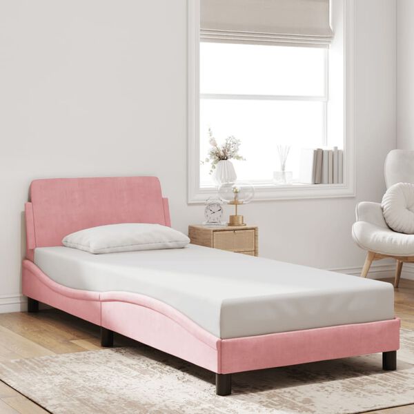 vidaXL Cadre de lit avec t&ecirc;te de lit Dover rose 80x200 cm velours