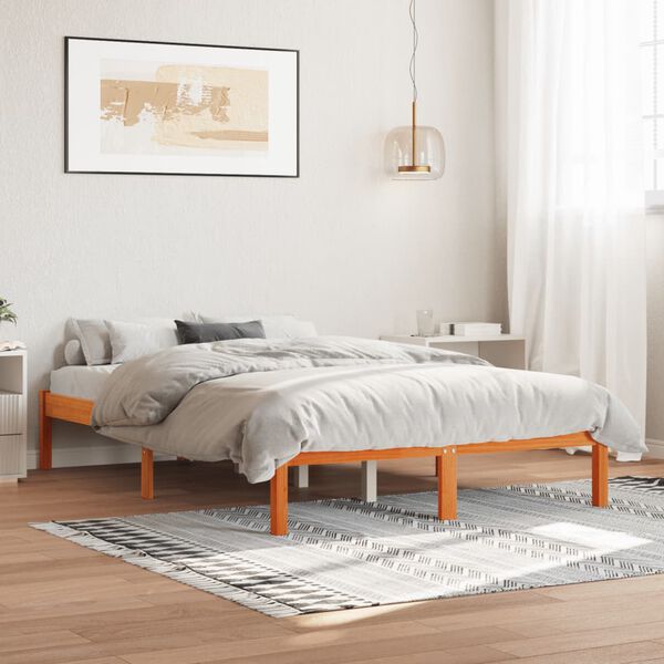 vidaXL Cadre de lit sans matelas cire marron 120x190cm bois pin massif