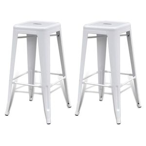 vidaXL Tabourets de bar lot de 2 blanc acier