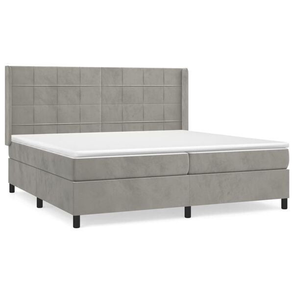 vidaXL Sommier &agrave; lattes de lit et matelas Gris clair 200x200cm Velours