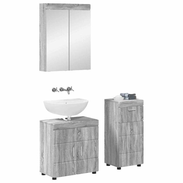 vidaXL Ensemble de mobilier de salle de bain TULUM Gris Sonoma
