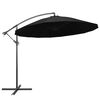 vidaXL Parasol suspendu avec poteau noir 3 m