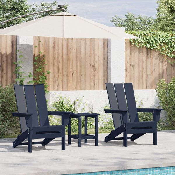 vidaXL Chaise de jardin 3 pcs Bleu marine 80.5 x 74.5 x 92 cm