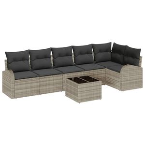 vidaXL Ensemble de canap&eacute; de jardin 7 pc Gris clair polyrotin
