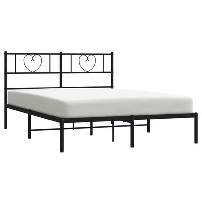 vidaXL Cadre de lit métal sans matelas avec tête de lit noir 140x200cm