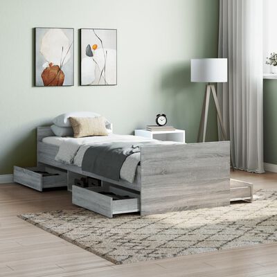 vidaXL Cadre de lit sans matelas sonoma gris 75x190 cm