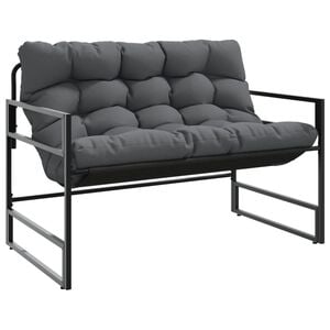 vidaXL Banc de jardin avec coussin anthracite 113 cm acier