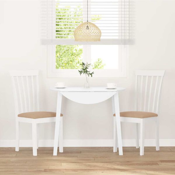 vidaXL Chaises à manger coussins 2 pcs blanc bois massif caoutchouc