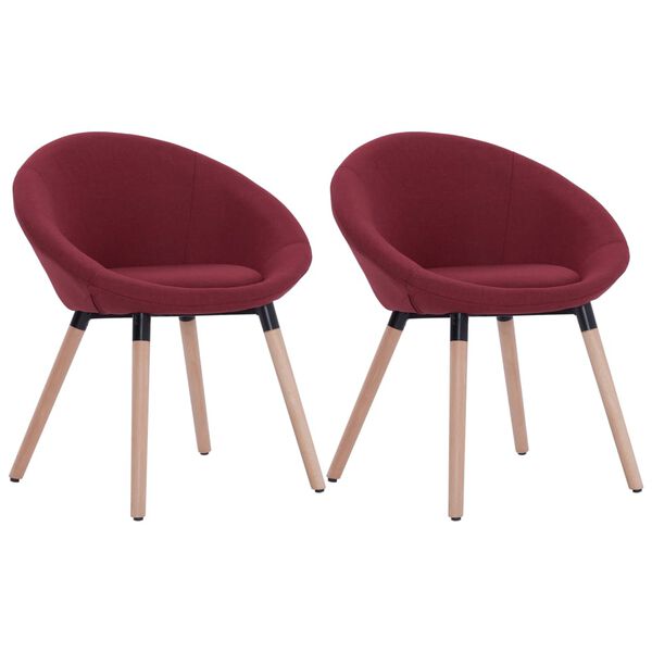 vidaXL Chaises &agrave; manger lot de 2 rouge bordeaux tissu