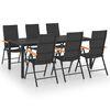 vidaXL Ensemble &agrave; manger de jardin 7 pcs noir et marron