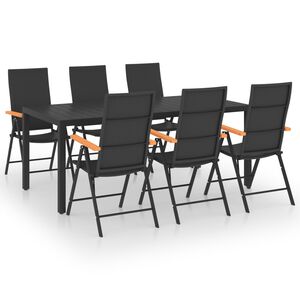vidaXL Ensemble &agrave; manger de jardin 7 pcs noir et marron