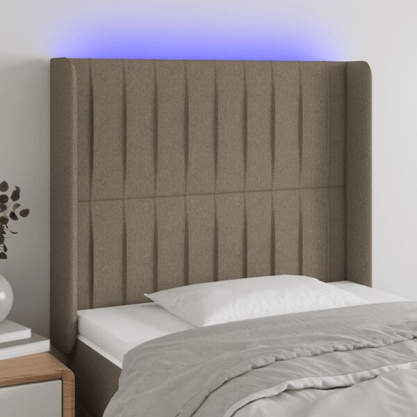 vidaXL T&ecirc;te de lit &agrave; LED Taupe 83x16x118/128 cm Tissu