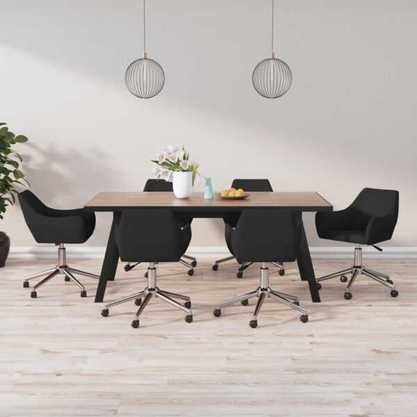 vidaXL Chaises pivotantes &agrave; manger lot de 6 Noir Tissu
