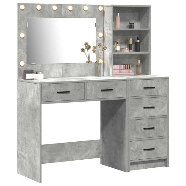 vidaXL Table de Toilette Gris 78.5 x 41 x 135 cm Bois d'ing&eacute;nierie
