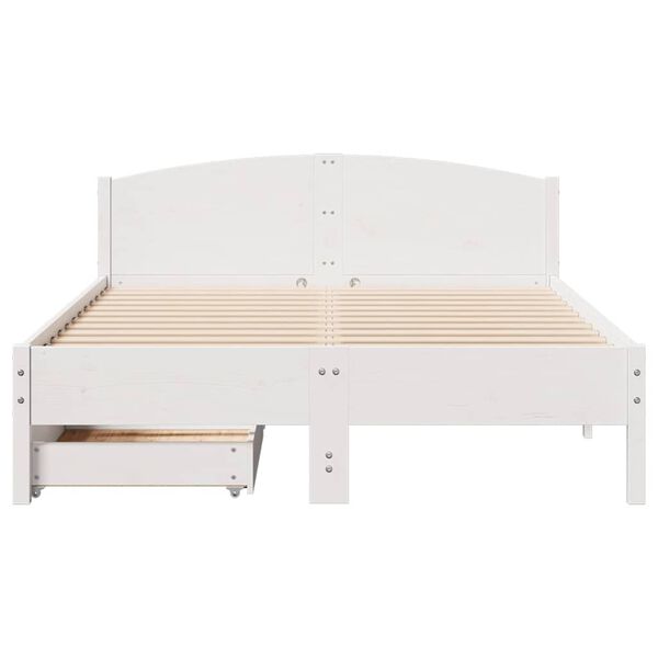 vidaXL Cadre de lit sans matelas blanc 140x200 cm bois de pin massif