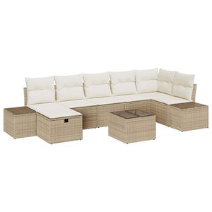 vidaXL Ensemble de canap&eacute; de jardin avec coussin 8 pcs Beige polyrotin