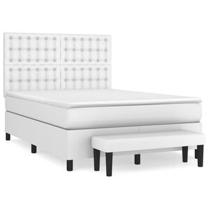 vidaXL Sommier &agrave; lattes de lit avec matelas Blanc 140x200cm Similicuir
