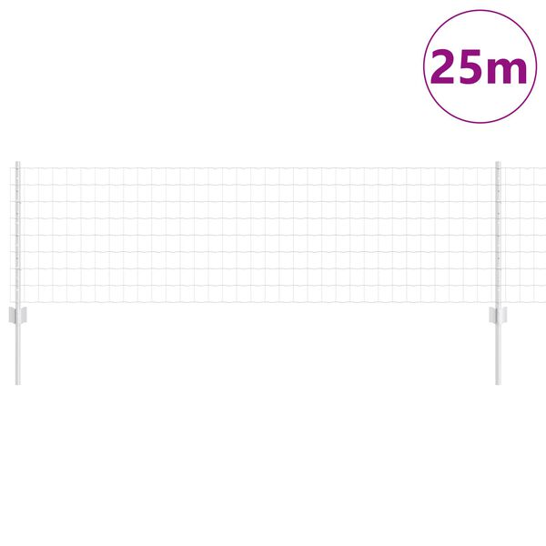 vidaXL Cl&ocirc;ture et Poteau Argent 0,6 x 25 m Acier