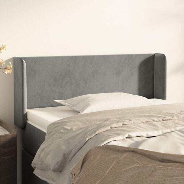 vidaXL T&ecirc;te de lit avec oreilles Gris clair 83x16x78/88 cm Velours