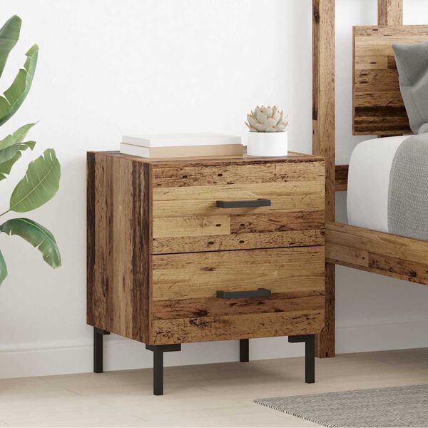 vidaXL Cabinet de chevet avec tiroir Bois ancien 40 x 35 x 47,5 cm