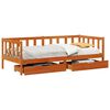 vidaXL Lit d'appoint avec tiroir 3 pc Cire marron Bois de Pin Massif