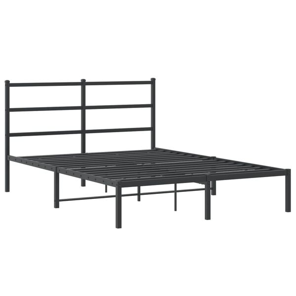 vidaXL Cadre de lit m&eacute;tal sans matelas avec t&ecirc;te de lit noir 140x200cm